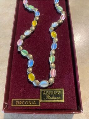 Vintage Abruzzi Multicolor Pastel Cabochon Necklace
